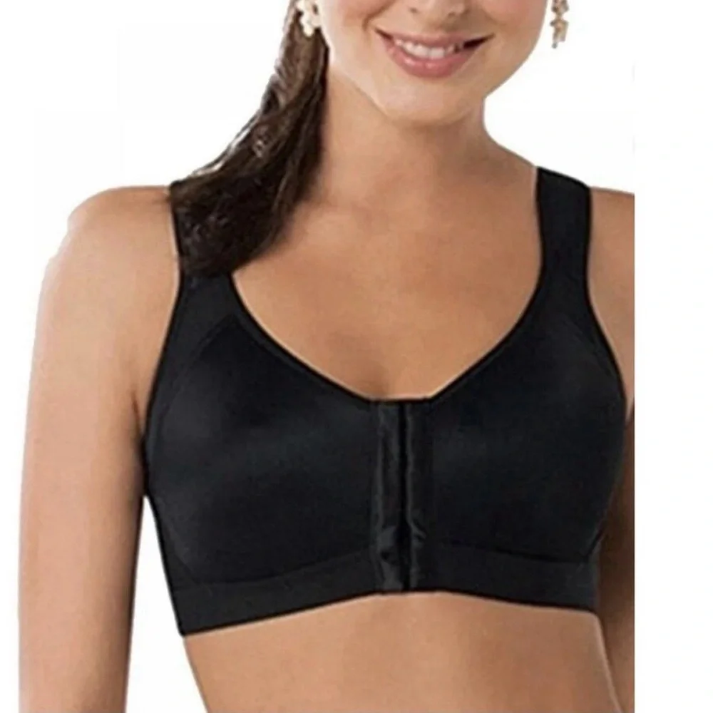 Black Front-Close Wireless Comfort Sports Bra XL - Picture 1 of 7